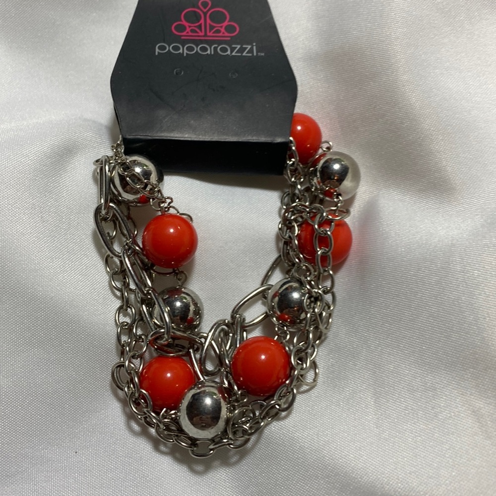 Multi strand orange s add me silver bracelet